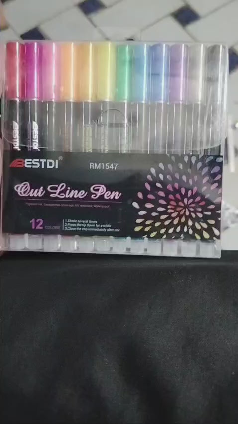 Double Line Outline Glitter Marker Pens Creative Dual Effect Writing And Drawing Tools For Art Craft And Decoration